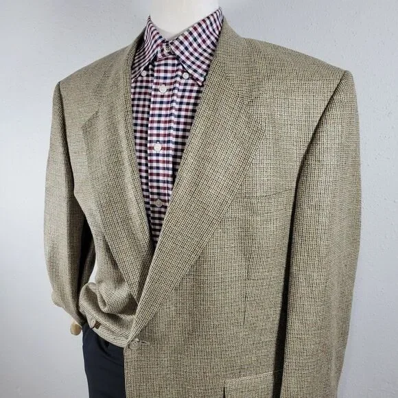 Robert Stock Men's Sport Coat Blazer Two Button Beige Silk Size about‎ 50R